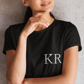 Monogramm-Initialen | Modernes Schwarzes Elegant T-Shirt