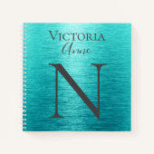 Monogramm Initialen Name Angepasstes Türkis Notizblock (Vorderseite)