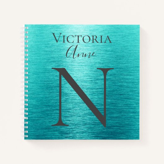 Monogramm Initialen Name Angepasstes Türkis Notizblock (Vorderseite)