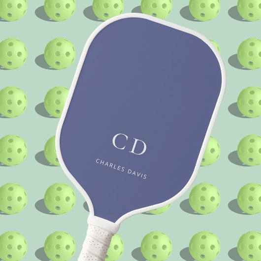 Monogramm Initialen Name blau weiß Pickleball Schläger