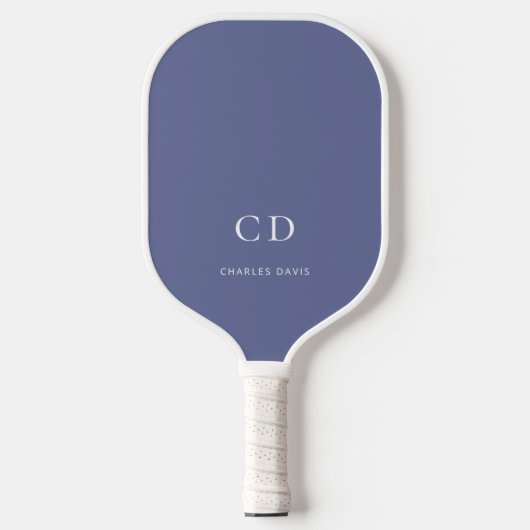 Monogramm Initialen Name blau weiß Pickleball Schläger (Vorderseite)