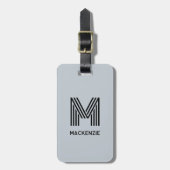 Monogramm Initialen Name Einfach Pulverblau Gepäckanhänger (Vorderseite vertikal)