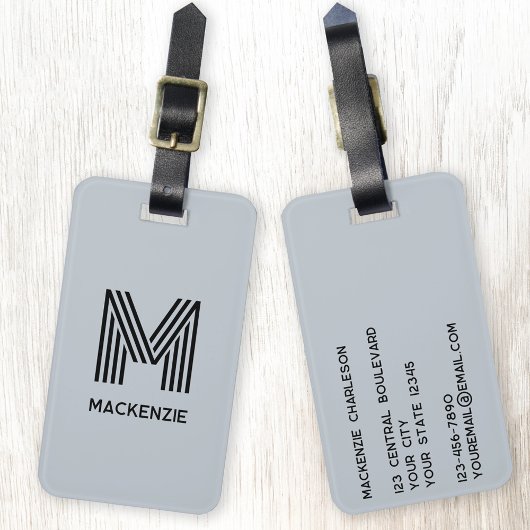 Monogramm Initialen Name Einfach Pulverblau Gepäckanhänger