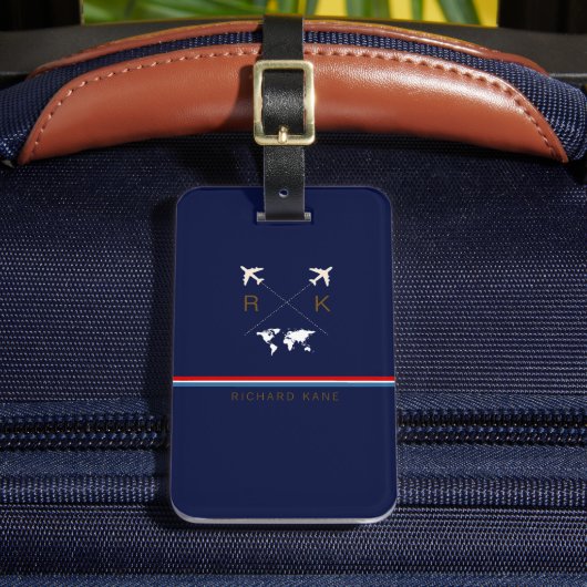 Monogramm (Initialen + Name) / mit Monogramm Reise Gepäckanhänger (Vorderseite Insitu 2)