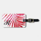 Monogramm Initialen Name Palm Tree Leaf Pink Girly Gepäckanhänger (Vorderseite horizontal)