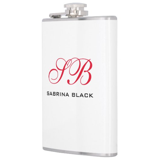 Monogramm Initialen Name Schlicht Moderne Minimali Flachmann (Links)