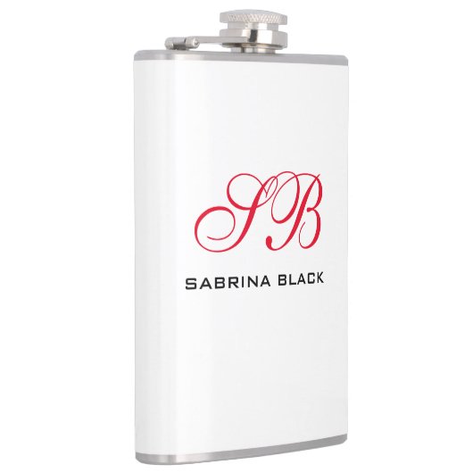 Monogramm Initialen Name Schlicht Moderne Minimali Flachmann (Rechts)