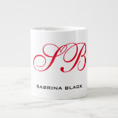 Monogramm Initialen Name Schlicht Moderne Minimali Jumbo-Tasse (Vorderseite)