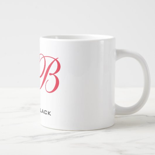 Monogramm Initialen Name Schlicht Moderne Minimali Jumbo-Tasse (Rechts)