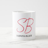 Monogramm Initialen Name Schlicht Moderne Minimali Jumbo-Tasse (Vorderseite)