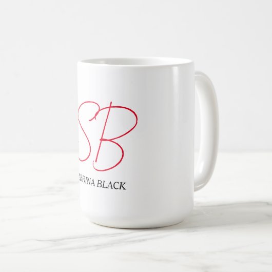 Monogramm Initialen Name Schlicht Moderne Minimali Kaffeetasse (VorderseiteRechts)
