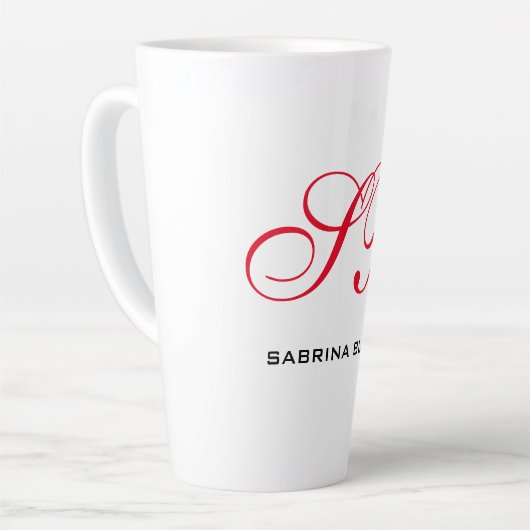 Monogramm Initialen Name Schlicht Moderne Minimali Milchtasse (Linke Ecke)