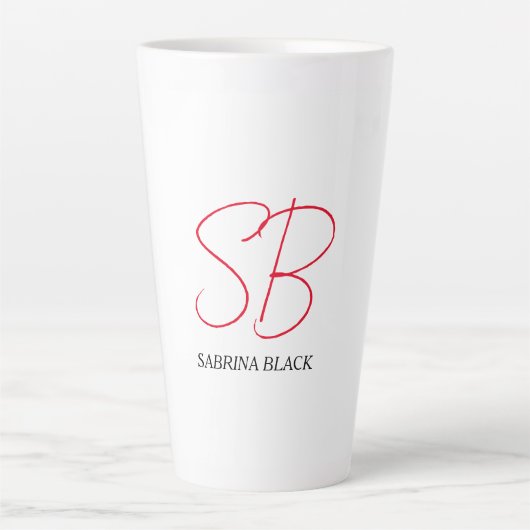 Monogramm Initialen Name Schlicht Moderne Minimali Milchtasse (Vorderseite)