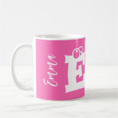 Monogramm-Initialen-Name Schrift modern rosa Kaffeetasse (Links)