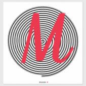 Monogramm Initialen Name Schwarz und Rot Cool Einz Aufkleber (Blatt)