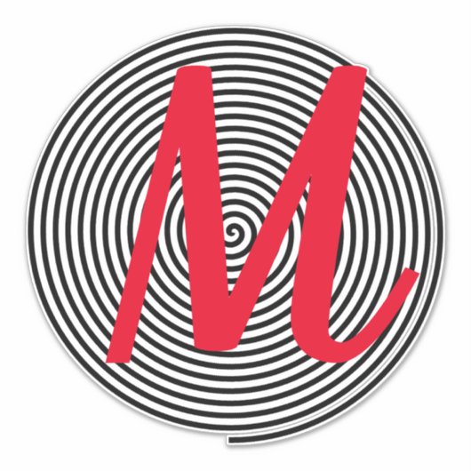 Monogramm Initialen Name Schwarz und Rot Cool Einz Aufkleber (Vorderseite)