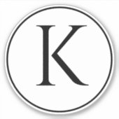 Monogramm-Initialen Name Schwarz-weiß Einfache Min Aufkleber (Vorderseite)