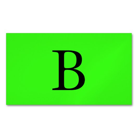 Monogramm-Initialen Neon Green Bright farbig Cool Magnetische Visitenkarte (Vorderseite)