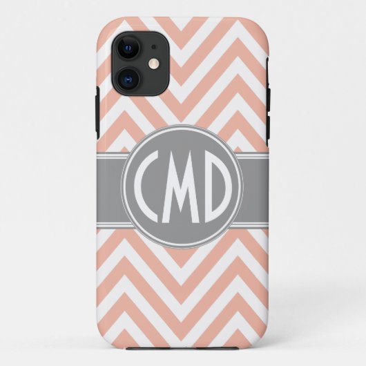 MONOGRAMM INITIALEN ORANGE CHEVRON Case-Mate iPhone HÜLLE (Rückseite)