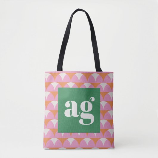 Monogramm-Initialen Retro-geometrisch Tasche (Vorderseite)