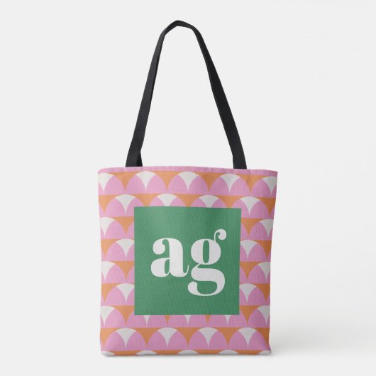 Monogramm-Initialen Retro-geometrisch Tasche (Rückseite)