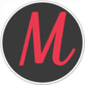 Monogramm-Initialen Rot, fett, benutzerdefinierter Aufkleber (Vorderseite)