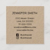 Monogramm-Initialen rustikal braun mit Social Medi Quadratische Visitenkarte (Rückseite)