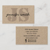 Monogramm-Initialen rustikal braun mit Social Medi Visitenkarte (Vorne/Hinten)