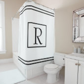 Monogramm-Initialen Schwarz-weiß gestrichen Box Cu Duschvorhang (Beispiel)