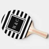 Monogramm-Initialen Schwarz-weiß Strip Tischtennis Schläger (Seitenansicht)