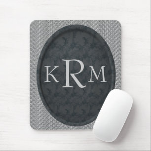 Monogramm-Initialen Schwarzes Floral Personalisier Mousepad