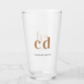 Monogramm Initialen Skript schwarzes Gold Glas (Rückseite)