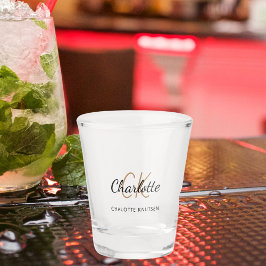 Monogramm Initialen Skript schwarzes Gold Schnapsglas