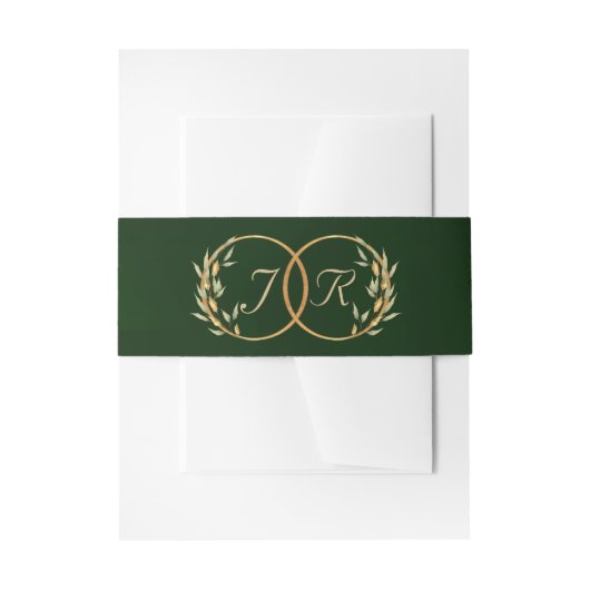 Monogramm-Initialen - Smaragd Einladungsbanderole (Vorderseite Beispiel)