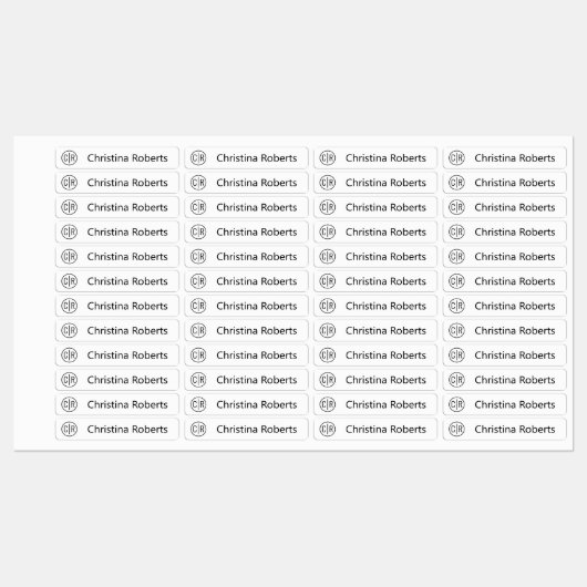 Monogramm-Initialen und Textil-Bekleidungsetikette Etiketten (Blatt)