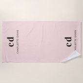 Monogramm-Initialen von Rosa Strandtuch (Vorderseite)