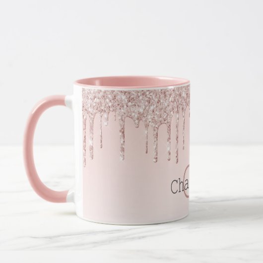 Monogramm-Initialen von Rosa-Tropfen Tasse (Links)