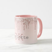 Monogramm-Initialen von Rosa-Tropfen Tasse (VorderseiteRechts)