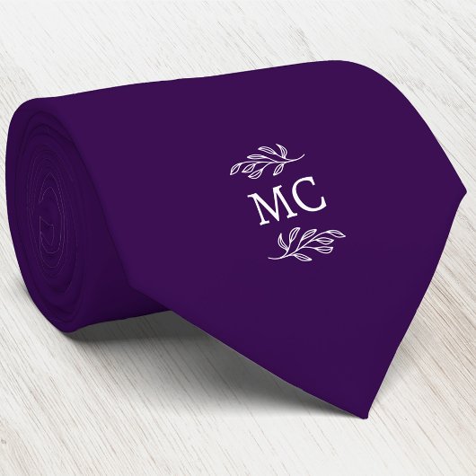 Monogramm Initialen Wappen Botanisches Blatt Dunke Krawatte