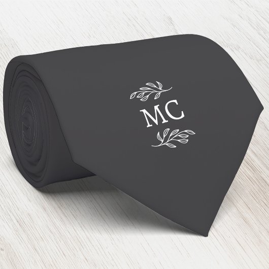 Monogramm Initialen Wappen Botanisches Blatt Dunke Krawatte