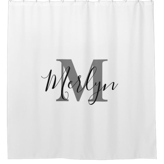 Monogramm Initialer Individuelle Name Grau Schwarz Duschvorhang (Vorderseite)