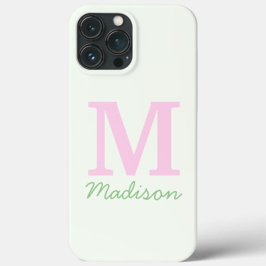 Monogramm Initialer Individuelle Name Rosa Grün Case-Mate iPhone Hülle (Rückseite)
