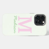 Monogramm Initialer Individuelle Name Rosa Grün iPhone Hülle (Rückseite (Horizontal))