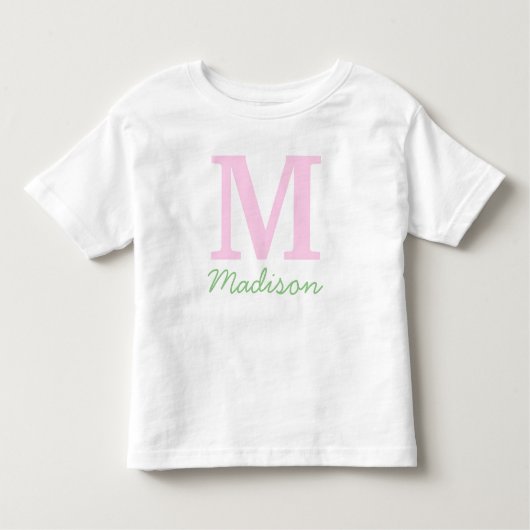 Monogramm Initialer Individuelle Name Rosa Grün Kleinkind T-shirt (Vorderseite)