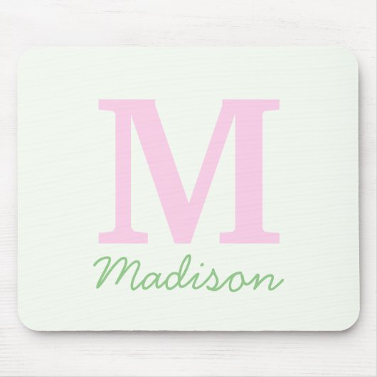 Monogramm Initialer Individuelle Name Rosa Grün Mousepad (Vorne)