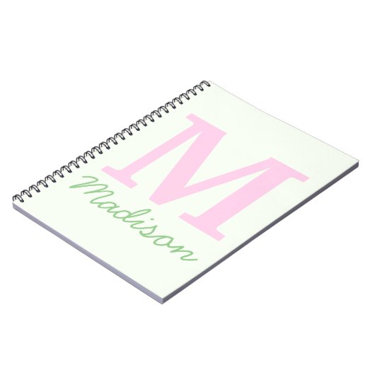 Monogramm Initialer Individuelle Name Rosa Grün Notizblock (Linke Seite)