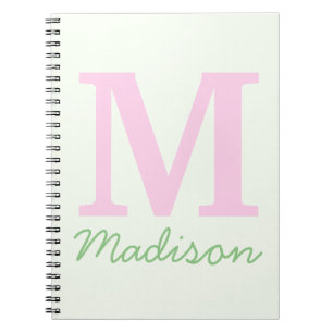 Monogramm Initialer Individuelle Name Rosa Grün Notizblock