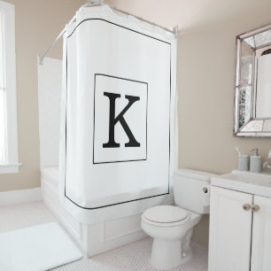 Monogramm Initialer Individuelle Name Schwarz-weiß Duschvorhang