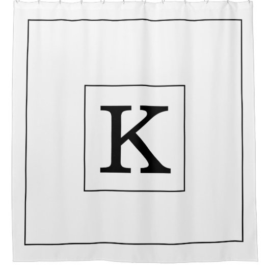 Monogramm Initialer Individuelle Name Schwarz-weiß Duschvorhang (Vorderseite)