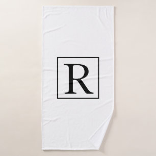 Monogramm Initialer Schwarz-weißer Individuelle N Badehandtuch